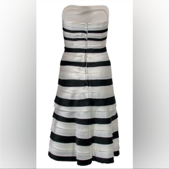 BCBGMAXAZRIA Cream and Black Strapless Cocktail Dress Size 2 - Picture 4 of 16